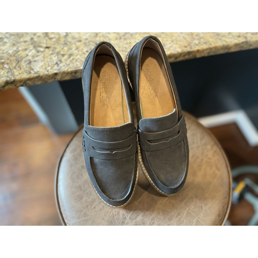 Rachel Zoe Blue-Gray Suede Women's Casual Loafers Slip On Stitching 7.5